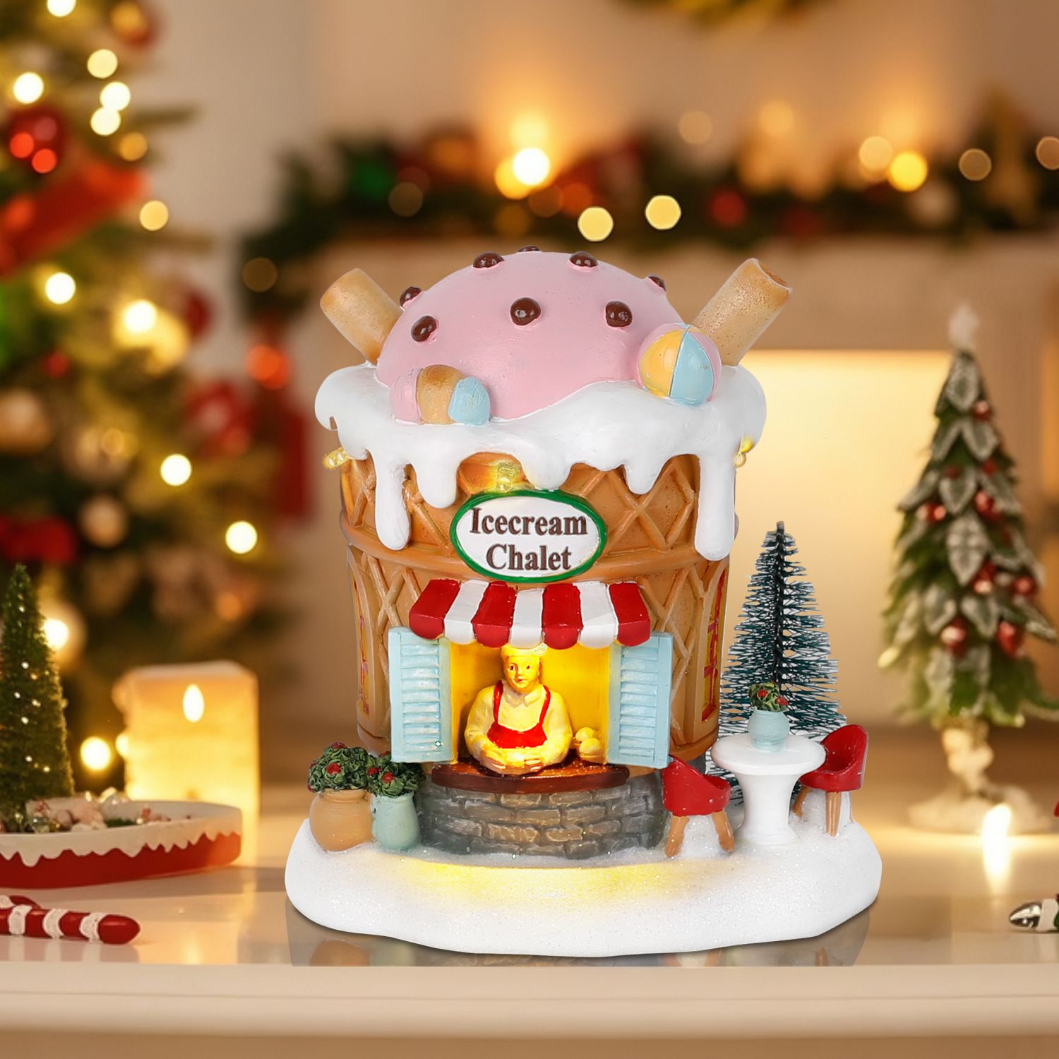Home Fragrance Gingerbread - تضيء بيت قرية الزنجبيل، ديكور عيد
