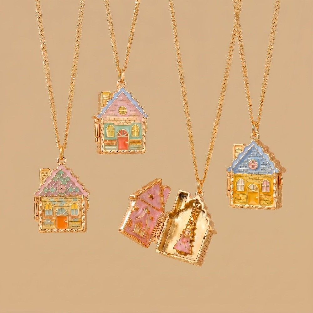 Home Fragrance Gingerbread - قلادة بيت خبز الزنجبيل الملونة، قلادة